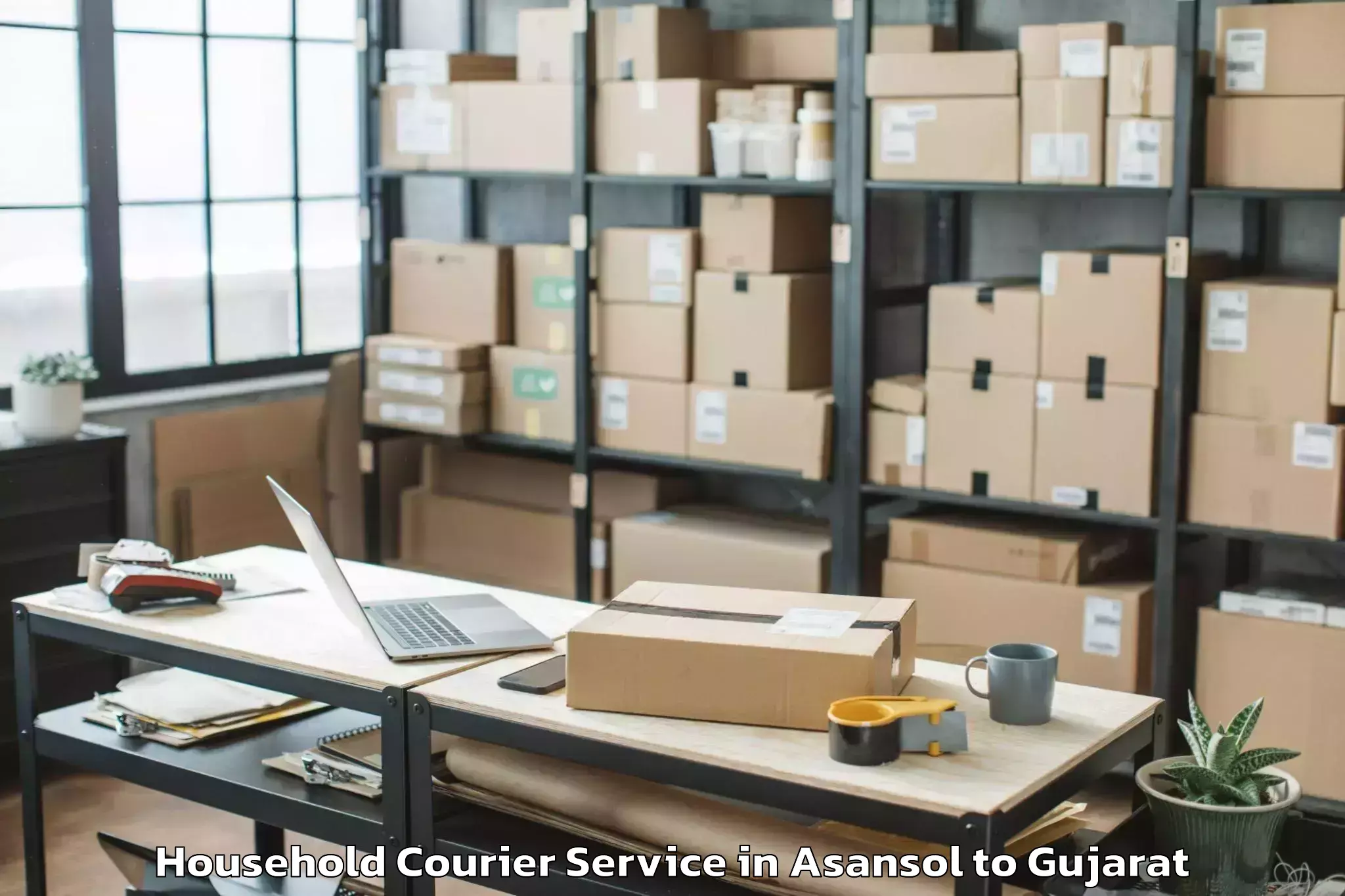 Reliable Asansol to Sabarmati University Ahmedabad Household Courier